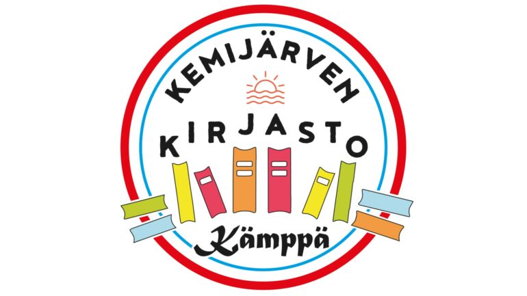 Kemijärven kirjaston pyöreä värillinen logo