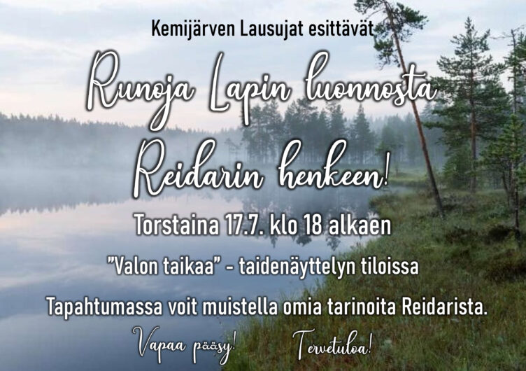 Mainos Runoja Reidarin henkeen -tapahtumasta